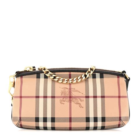 BURBERRY Haymarket Check Clara Pochette Chocolate